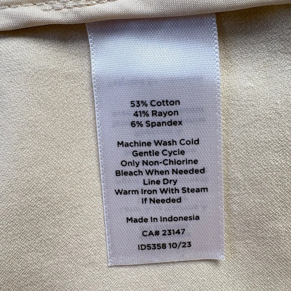 Talbots Chatham Ankle Pant Womens 12P Cream Excellent Side Zip Cotton Blend